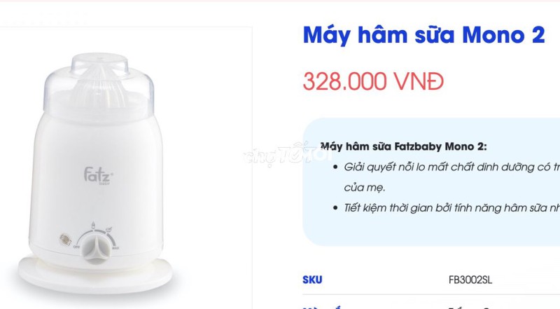 Máy hâm sữa Fatz Baby Mono 2 tích hợp 4 chức năng