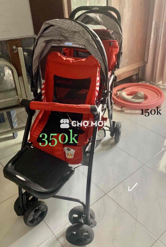 xe đẩy đôi hiệu Seebaby + xe tập đi cho bé
