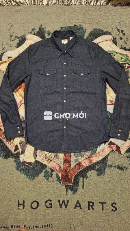 Sơmi jeans denim Levis size L nút bấm