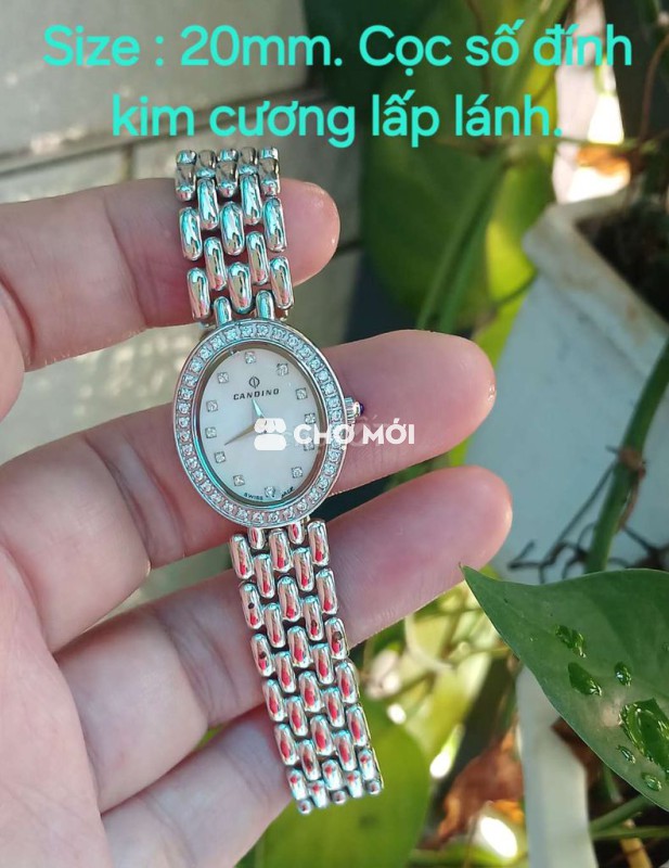 Đh nữ, máy Thụy,mặt kính saphirre,cọc số kim cương