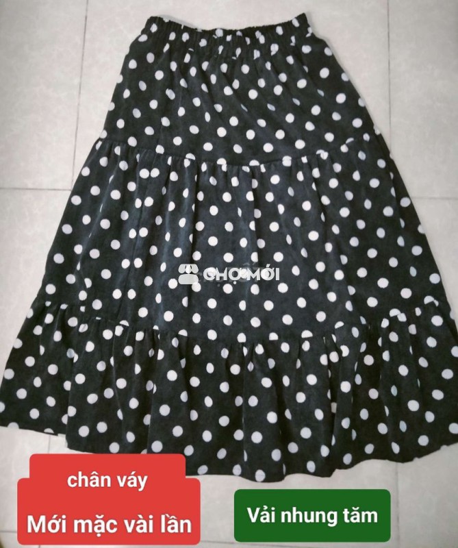 Sale Chân váy maxi nhung tăm dày dặn