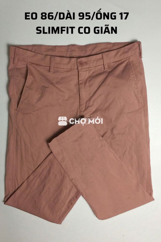 (2hand)Quần kaki hồng Uniqlo size 33 eo 86 slimfit