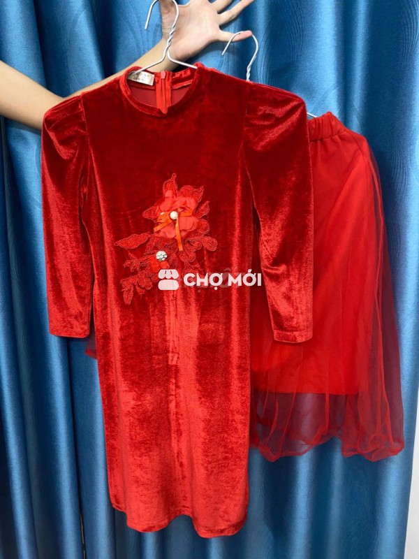 Áo dài nhung cho bé