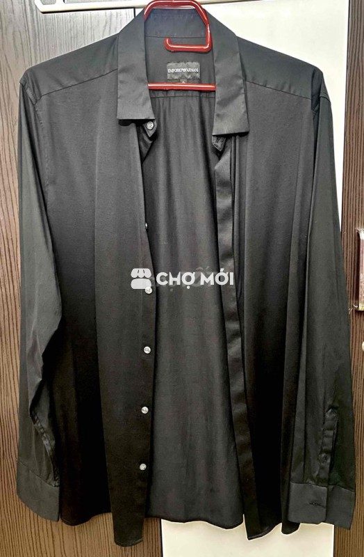 Fix 100k. Áo sơmi Armani tay dài đen size XL 75kg