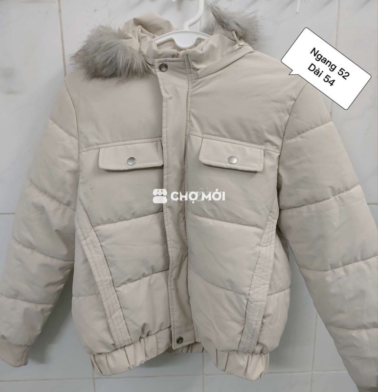 2HAND Áo phao nữ vải dù màu kem, size 52-54