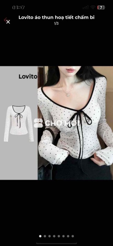 Lovito áo thun hoạ tiết chấm bi (bigsize)