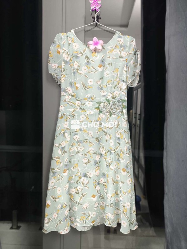 [2hand] *Size L* Đầm công sở lụa thanh lịch xanh