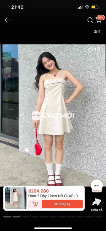 Pass đầm linen size L màu be mua 280k, pass 180k