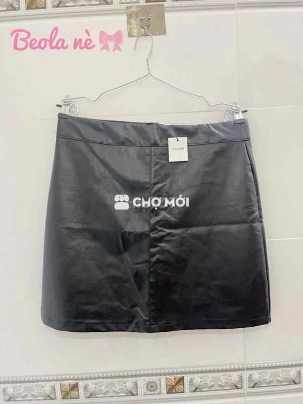 Chân váy chữ A cạp cao chất da bóng bigsize <75kg