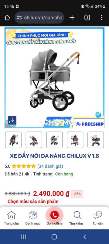 Xe đẩy cho bé 2 chiều