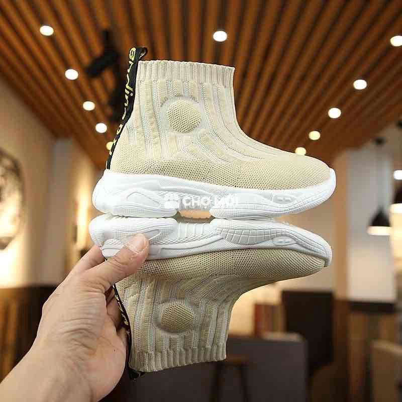 Giày bốt chun cổ len cao cho bé trai bé gái size 3