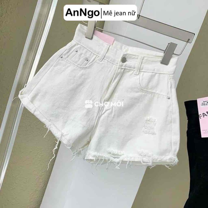 quần short jeans trắng