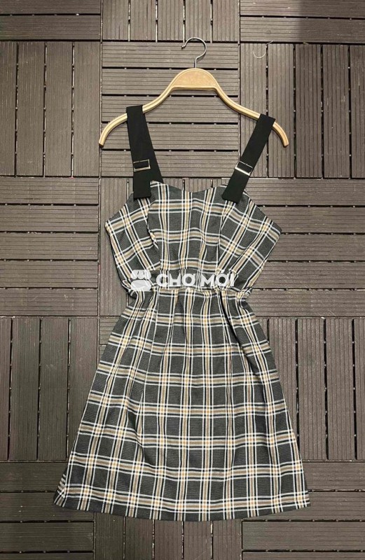 Đầm caro dây bản size M-L