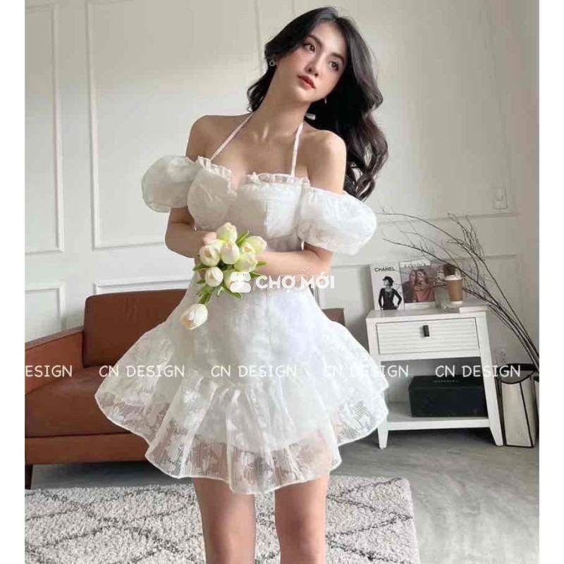 ĐẦM TRẮNG TAY BỒNG SIZE S <47kg