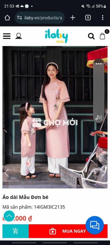 Áo dài đôi cao cấp cho mẹ và bé
