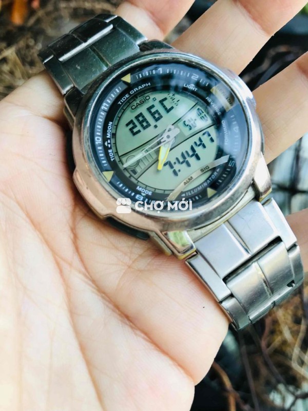 đồng hồ nam Casio điện tử vintage có nhiệt độ