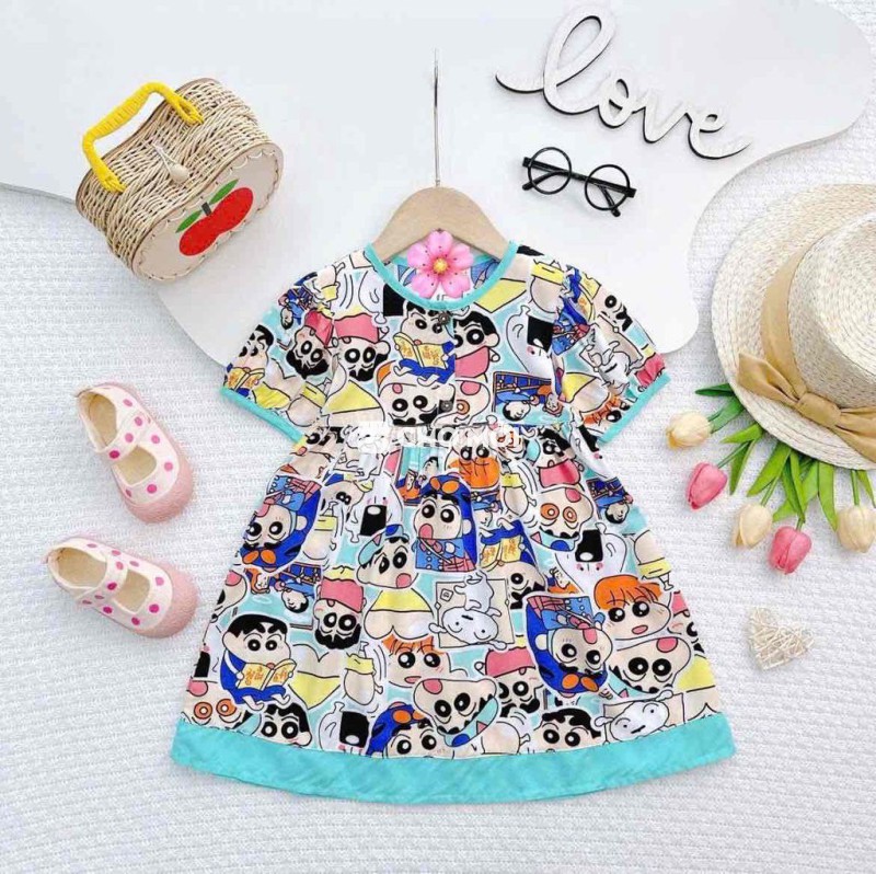 Đầm phối viền bé gái