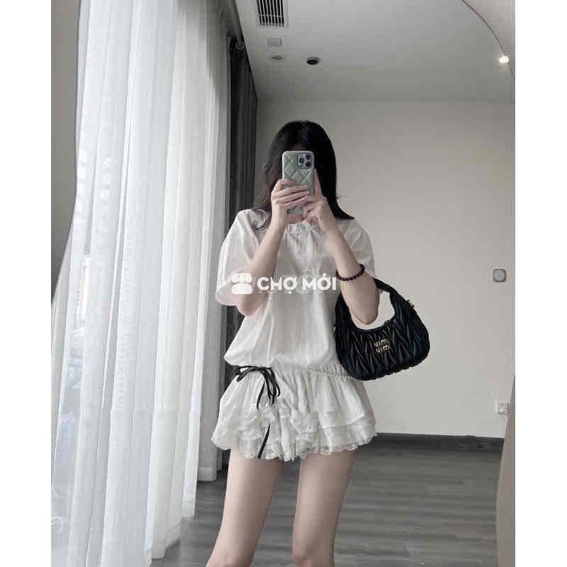 [TẶNG KÈM QUẦN] Set bộ jumpsuit gió su liền chân v