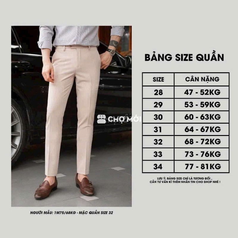 Quần âu nam ống côn vải tăm form đẹp