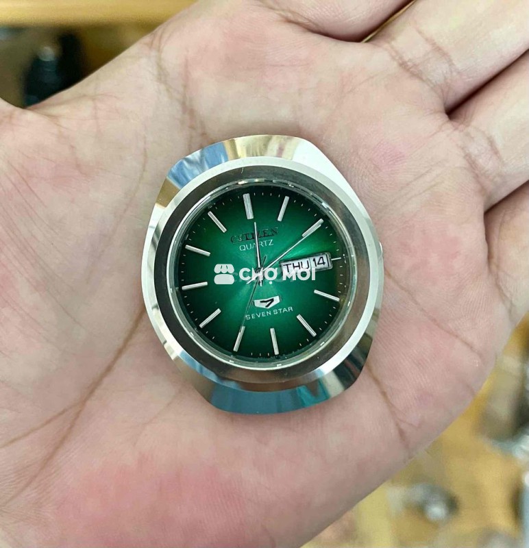 Mặt đồng hồ citizen Pin xanh lá vỏ đá size 37