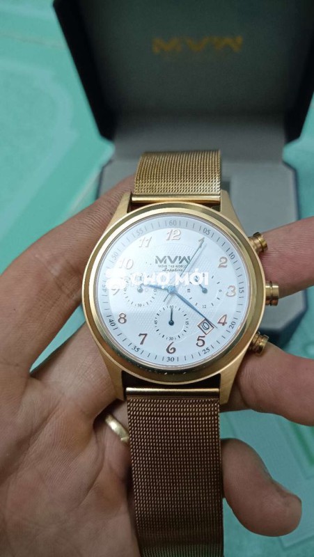 MVW Chronograph. Mặt trắng kim xanh