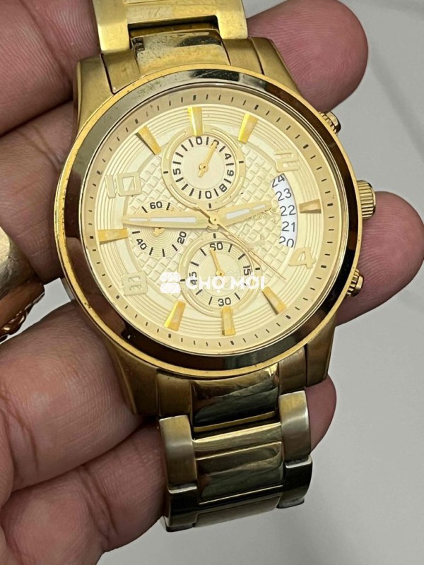 Đồng hồ đeo tay nam thép vàng guess 6 kim