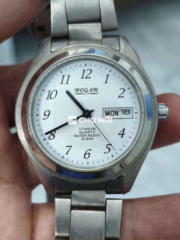 Đồng hồ Nhật Titanium, size 38mm, 2 lịch,đáy xoáy