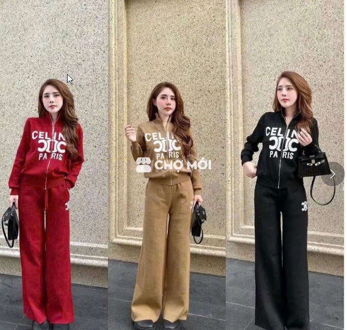 SET ĐỒ BỘ NỈ NỮ KHÓA KÉO IN CHỮ CELIN -HTM FASHION