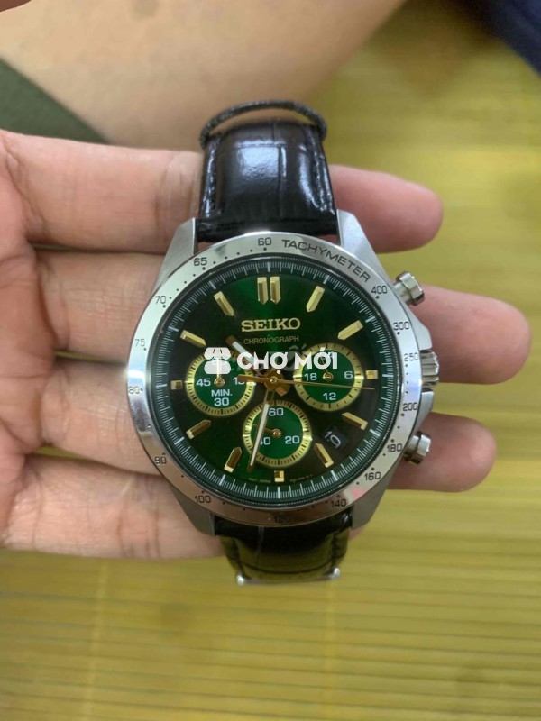 Đồng hồ Seiko Nam dây da xanh lá