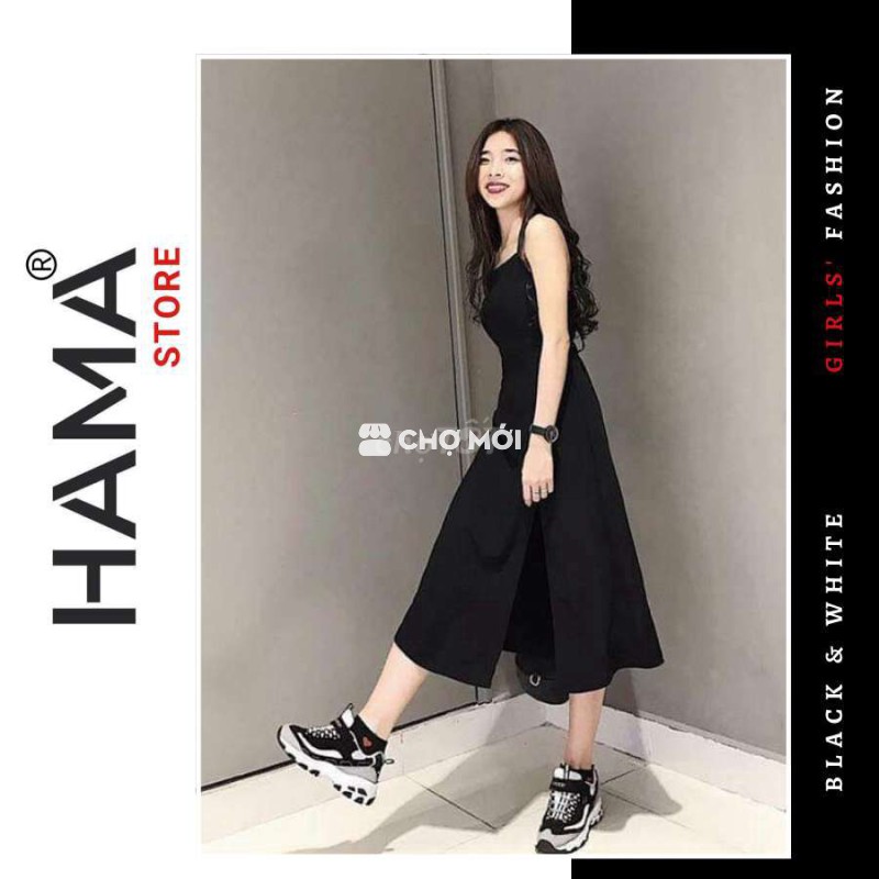 Đầm 2 dây hở lưng HAMA STORE H7, Khoen lỗ phía sau