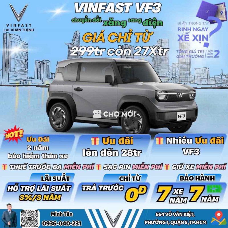 VF3 ưu đãi lên đến 28tr-sẵn xe- LS 3%- Quận 5