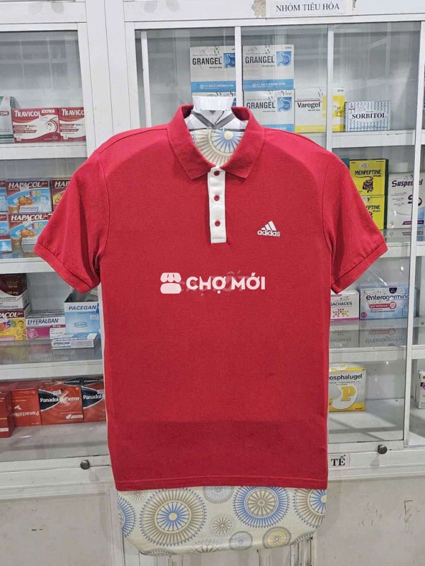 Áo thun Polo Adidas màu đỏ phối