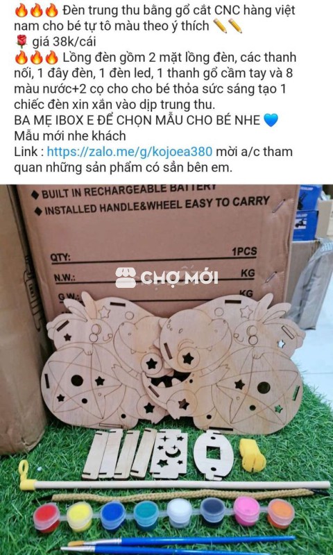 Lồng đèn gổ tô màu cho bé