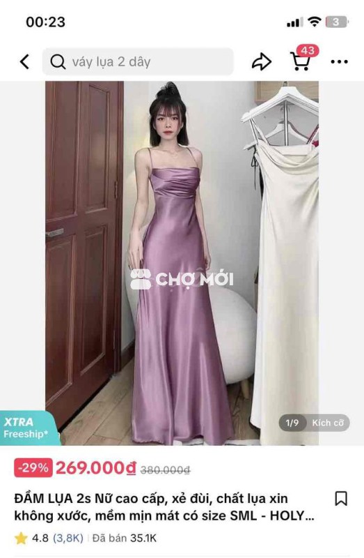 váy lụa nữa new tag 100%