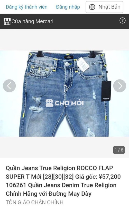 Quần jean true religion bọ xanh đẹp vip