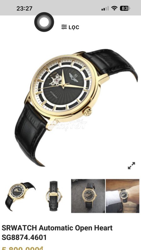 Đồng hồ cơ open heart SRWATCH tình trạng như mới