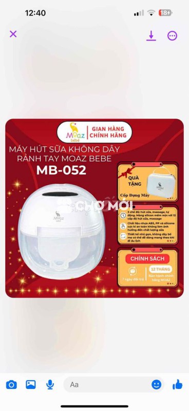 máy hút sữa Moaz rãnh ray không dây đầy đủ chế độ
