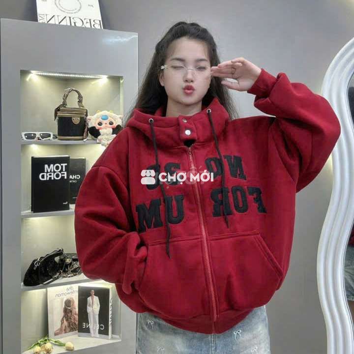 ÁO KHOÁC UNISEX NAM NỮ VẢI NỈ THÊU CHỮ NQ30