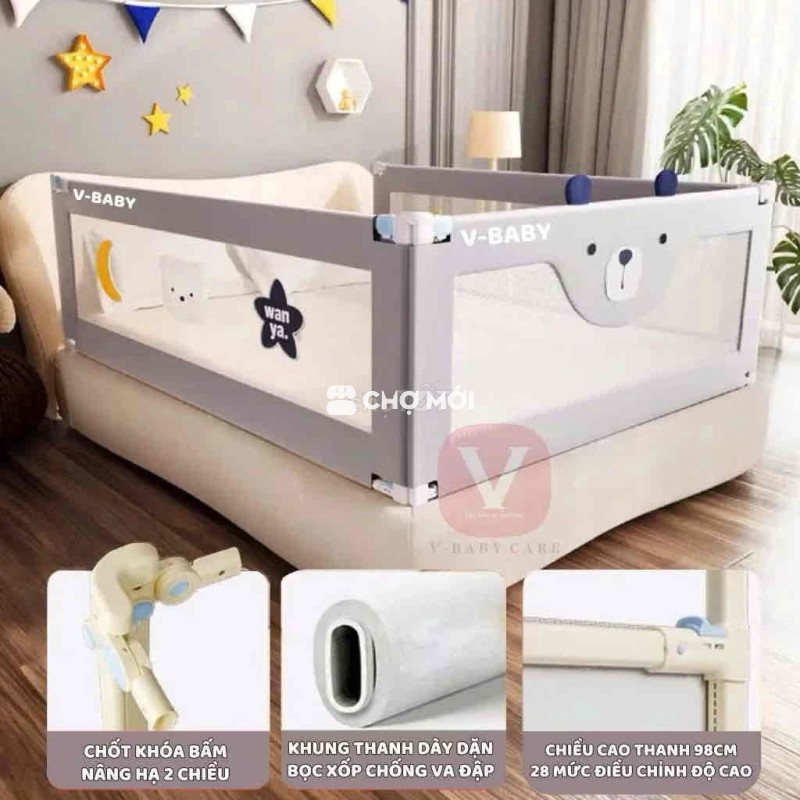 Combo 2 Thanh chắn m6 2m Tặng ghế gội đầu 0-6t
