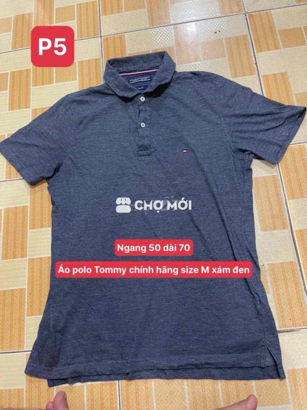Áo polo tomy size M chinh hãng màu xám