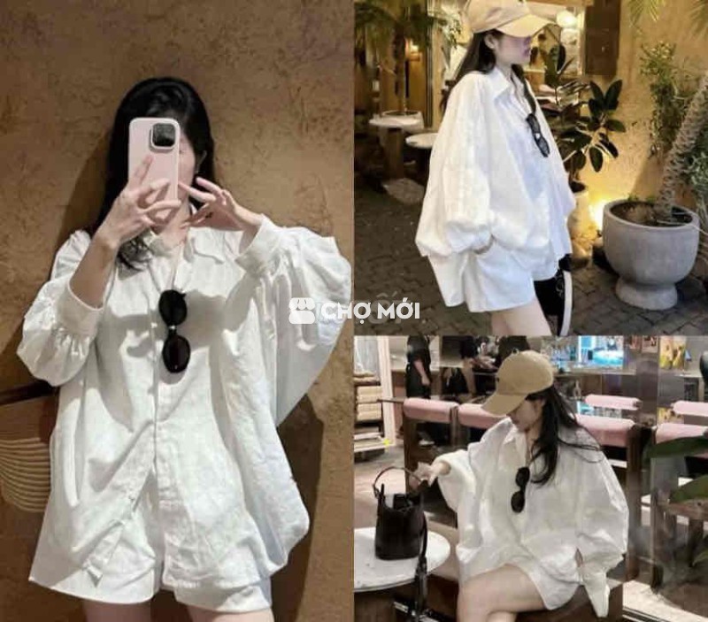 bộ quần áo sơ mi tay thụng