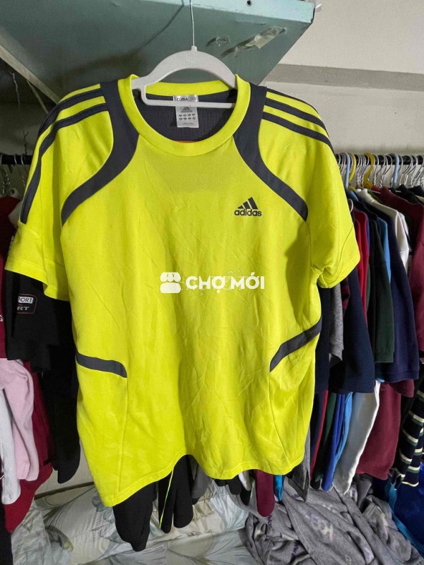 Áo adidas vàng chanh phối xám size L
