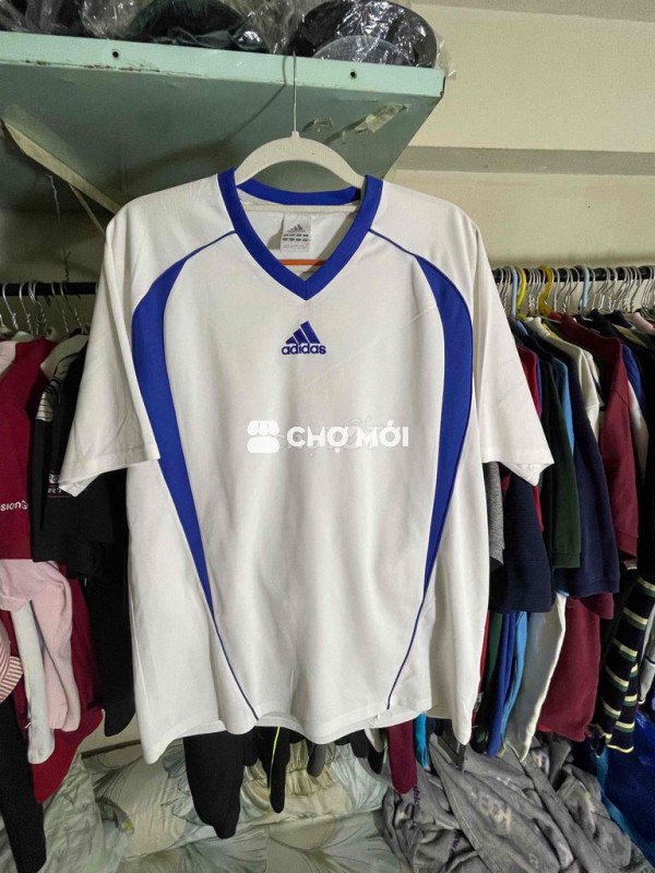 Áo adidas trắng logo xanh Size L