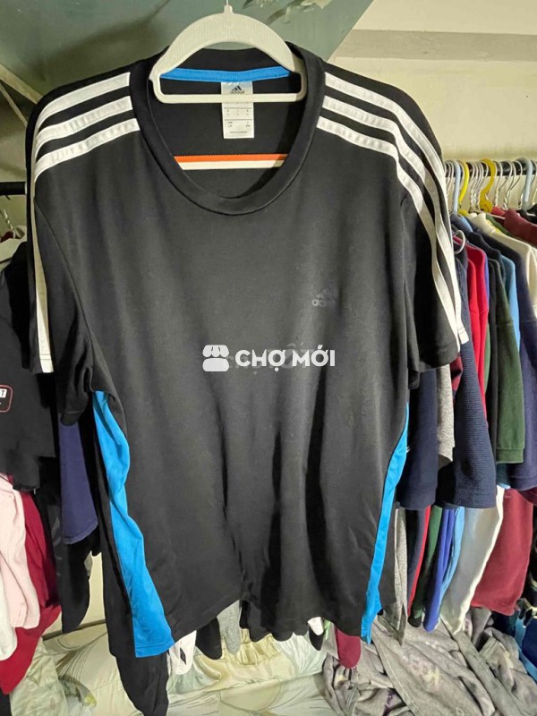 áo adidas đen phối xanh Size L