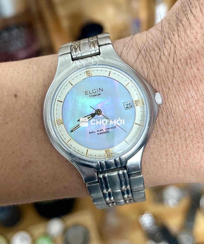 Đồng Hồ Elgin size 35 full titan mặt xà cừ.