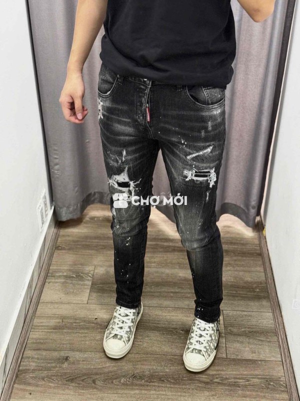 Quần jean Nam D S Q 2 đen vảy sơn