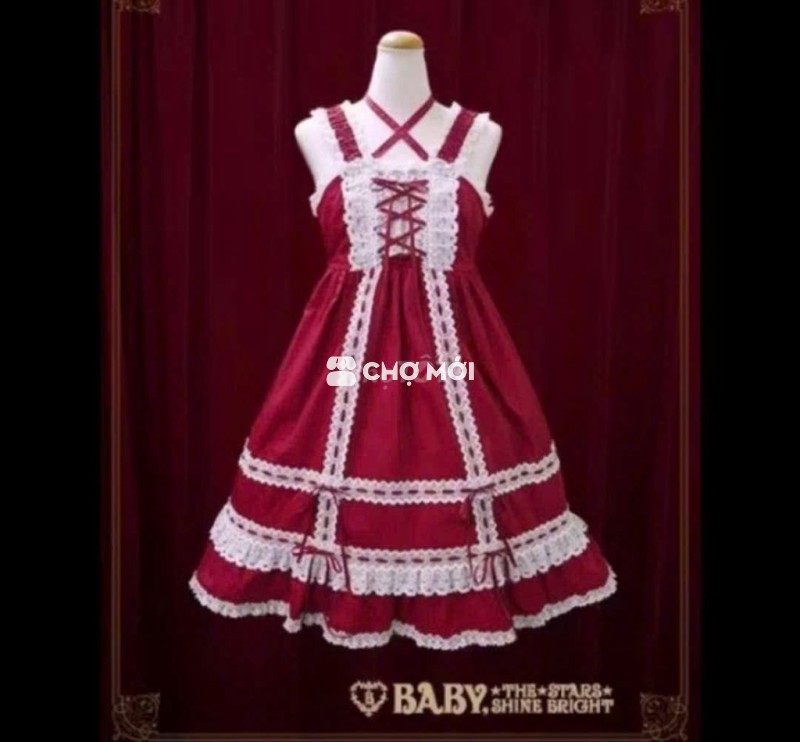 váy babydoll đỏ rượu mặc được nhiều kiểu