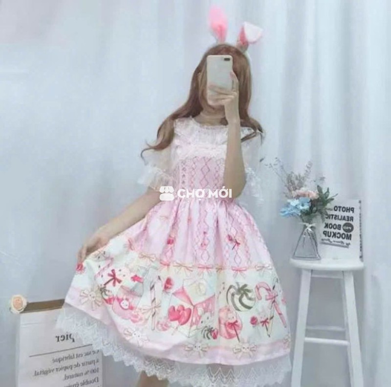 váy lolita sweet party họa tiết siêu cưng