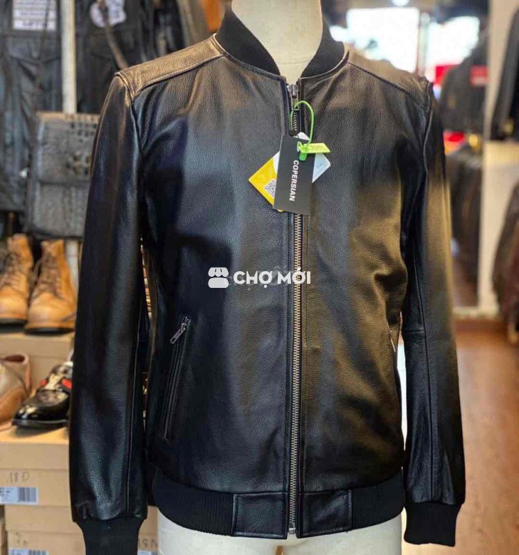 Áo bomber da bò hạt trẻ trung