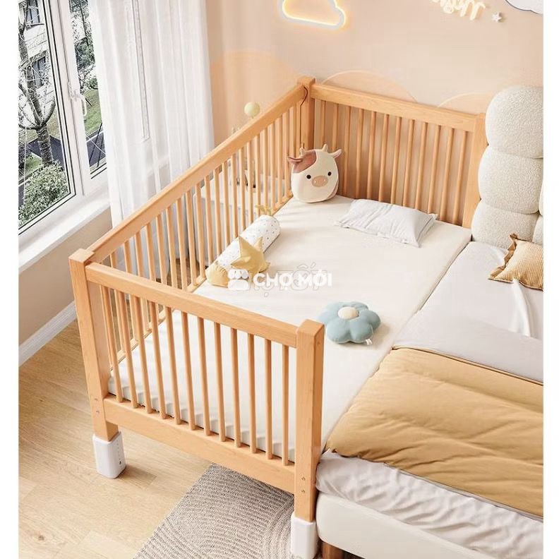 Cũi nối giường còn mới, gỗ cao cấp